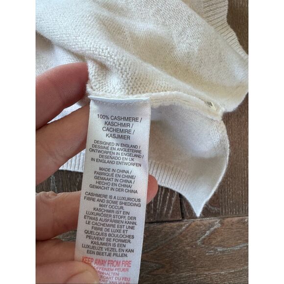 Brodie Cashmere Gold Foil Harriet V Sweater In Organic White Size Medium - Picture 7 of 7